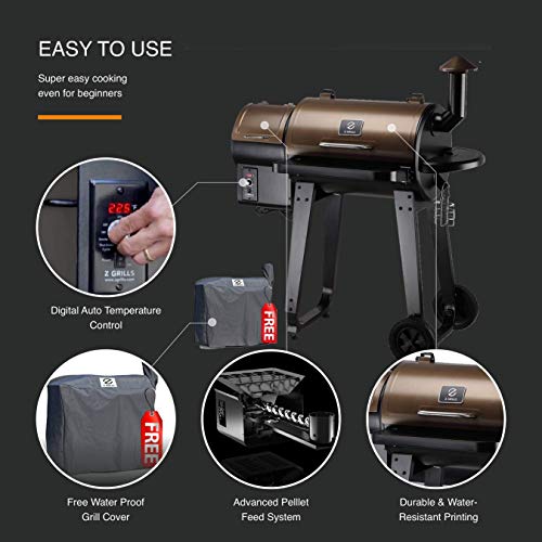 Z GRILLS ZPG-450A 2020 Upgrade Wood Pellet Grill & Smoker 6 in 1 B...