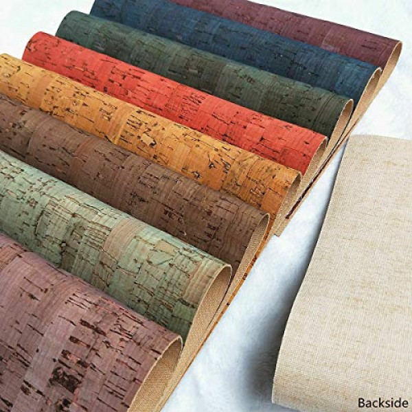 ZAIONE Colored Real Cork Fabric Faux Leather Sheets 8pcs 8 x 12...