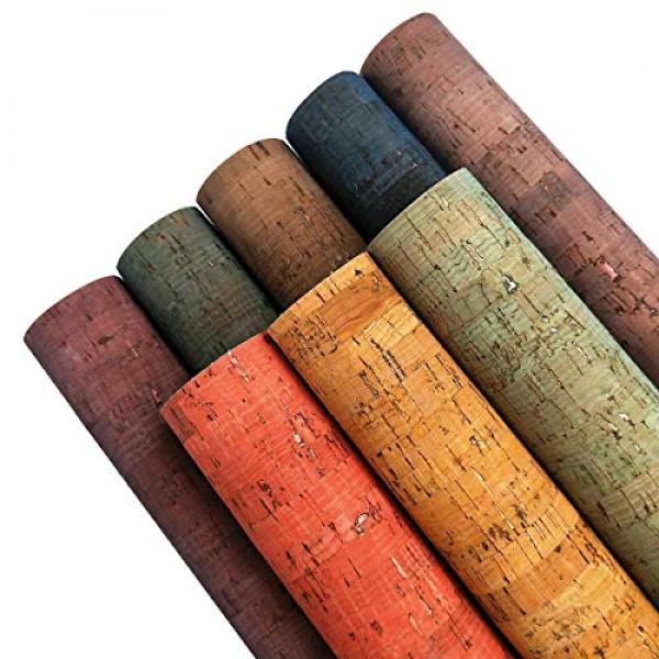 ZAIONE Colored Real Cork Fabric Faux Leather Sheets 8pcs 8 x 12...