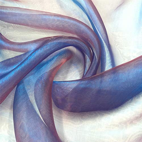 ZAIONE Pack of 10 Yards Two Tone Iridescent Mirror Organza Fabric ...