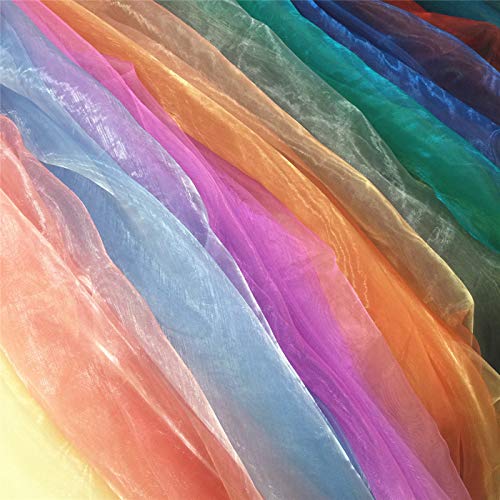 ZAIONE Pack of 10 Yards Two Tone Iridescent Mirror Organza Fabric ...