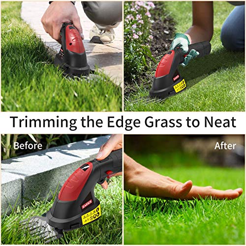 ZAKER 7.2V 2-in-1 Cordless Grass Shears& Hedge Trimmer, 1400SPM, R...
