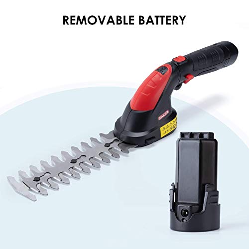 ZAKER 7.2V 2-in-1 Cordless Grass Shears& Hedge Trimmer, 1400SPM, R...