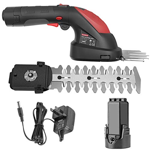 ZAKER 7.2V 2-in-1 Cordless Grass Shears& Hedge Trimmer, 1400SPM, R...