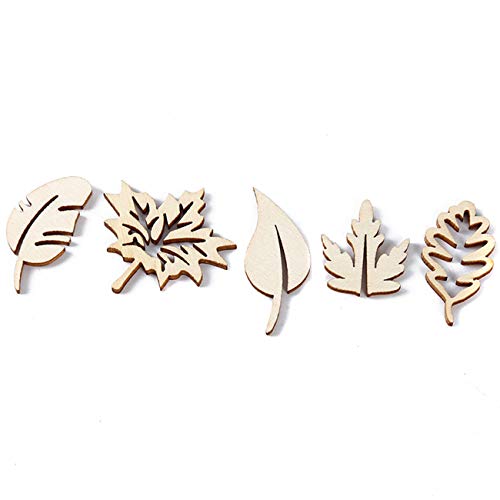 ZALING 50pcs/Pack Hollow Leaves Tree Shaped Wood Chips Slices Embe...