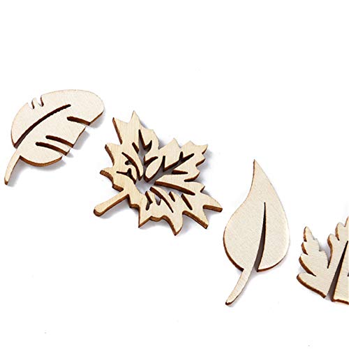 ZALING 50pcs/Pack Hollow Leaves Tree Shaped Wood Chips Slices Embe...