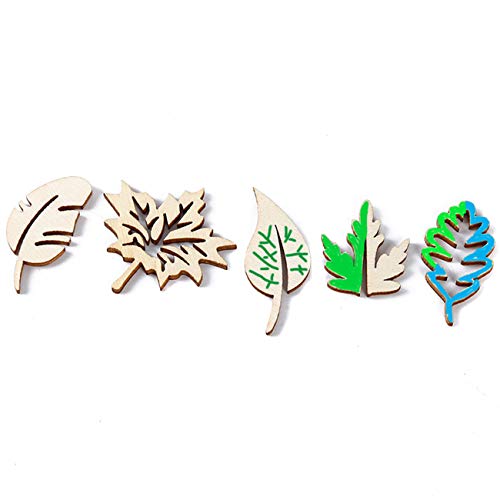 ZALING 50pcs/Pack Hollow Leaves Tree Shaped Wood Chips Slices Embe...