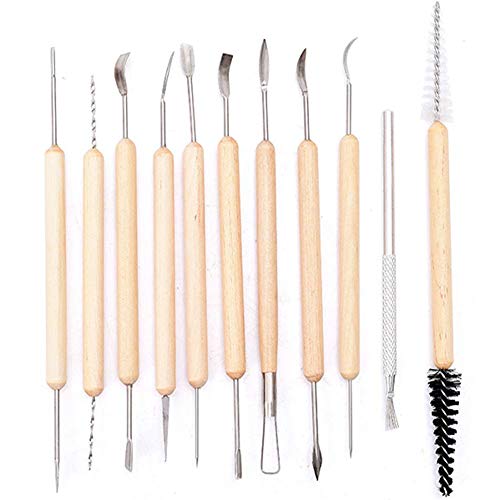 Art Supplies 11 PCS Sculpting Tools -DIY Wooden Handles Ceramic To...
