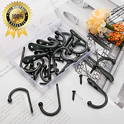 ZAYBOD 15 Pcs Black Wall Mounted Coat Hooks, Hanger Hook with 30 P...