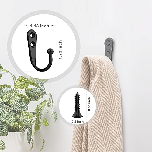 ZAYBOD 15 Pcs Black Wall Mounted Coat Hooks, Hanger Hook with 30 P...