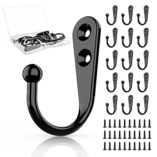 ZAYBOD 15 Pcs Black Wall Mounted Coat Hooks, Hanger Hook with 30 P...