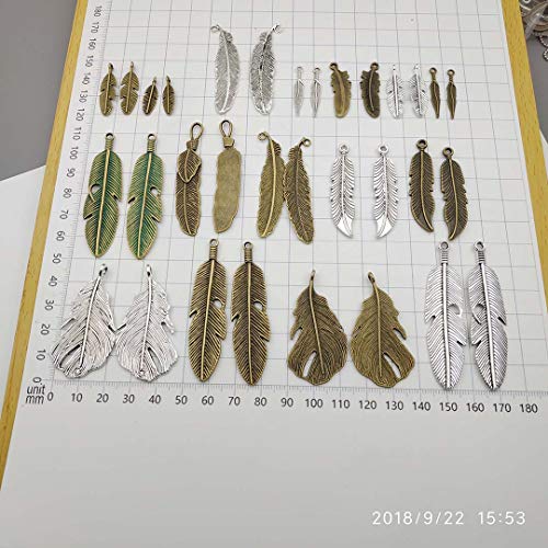 100g Feather Charms Collection - Antique Silver Bronze Patina Big ...