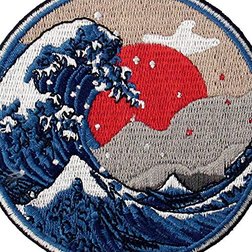 Great Wave Off Kanagawa Patch Embroidered Applique Badge Iron On S...