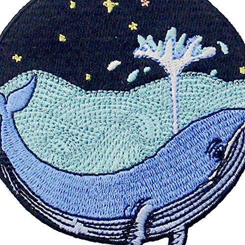 Whale in The Sea Patches Embroidered Applique Iron On Sew On Emblem