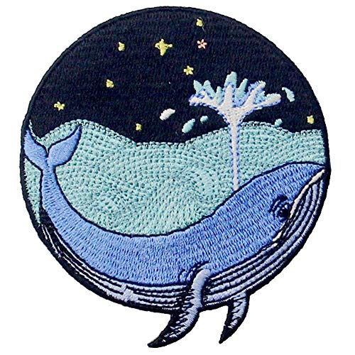 Whale in The Sea Patches Embroidered Applique Iron On Sew On Emblem