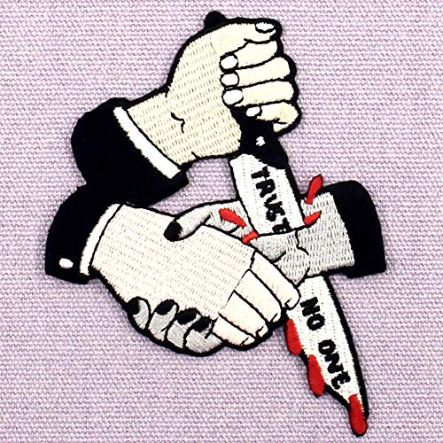 ZEGINs Trust No One Knife Cut Embroidered Patch Badge Iron On Sew ...