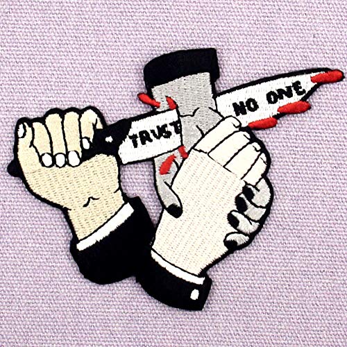 ZEGINs Trust No One Knife Cut Embroidered Patch Badge Iron On Sew ...