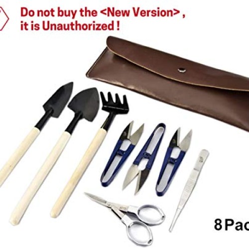 Bonsai Set 8 Pcs - Include Pruner,Fold Scissors,Mini Rake,Bud & Le...