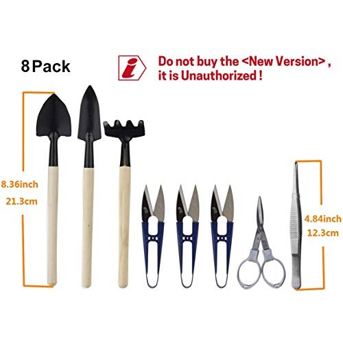 Bonsai Set 8 Pcs - Include Pruner,Fold Scissors,Mini Rake,Bud & Le...