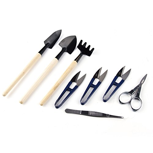 Bonsai Set 8 Pcs - Include Pruner,Fold Scissors,Mini Rake,Bud & Le...