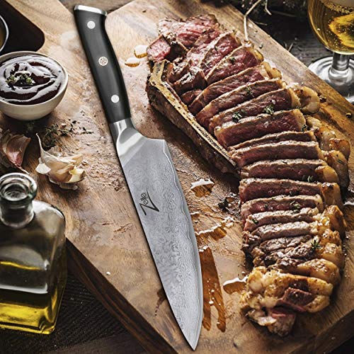 Zelite Infinity Chef Knife 8 Inch, Damascus Japanese AUS-10 Super ...