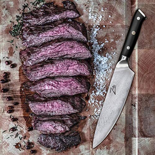 Zelite Infinity Chef Knife 8 Inch, Damascus Japanese AUS-10 Super ...