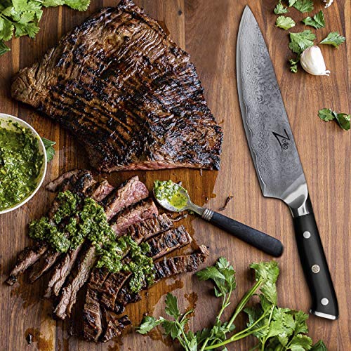 Zelite Infinity Chef Knife 8 Inch, Damascus Japanese AUS-10 Super ...