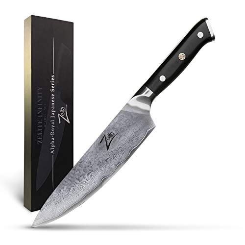 Zelite Infinity Chef Knife 8 Inch, Damascus Japanese AUS-10 Super ...