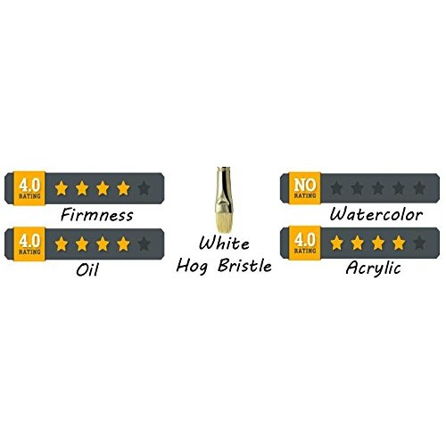 ZEM Brush Interlocked White Hog Bristle Artist Brush Set Rounds 2,...
