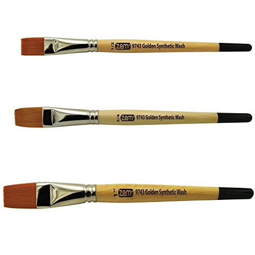 ZEM Brush Student Golden Synthetic Brushes Wash/Glaze Set Sizes 1/...