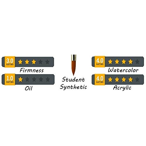 ZEM Brush Student Golden Synthetic Rounds Brushes Set Sizes 2,4,6,...
