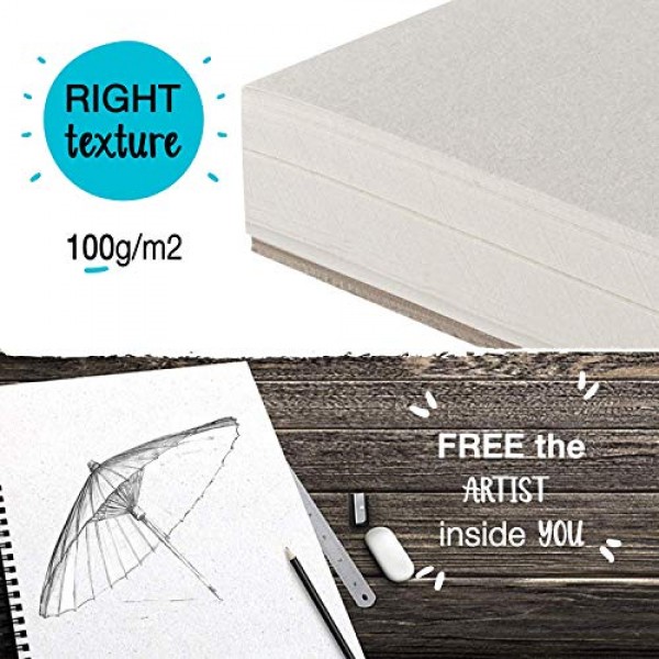 Zenacolor 200 Sheets Professional Sketch Book Set 9x12 with Spiral Bound - 2 x Sketch Pad with White Drawing Paper (100 g) - Blank Artist Sketchbook W