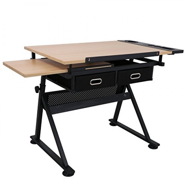 ZENY Height Adjustable Drafting Draft Desk Drawing Table Desk Tilt...