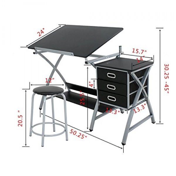 ZENY Tabletop Tilted Drawing Drafting Table Craft Drafting Desk Bo...