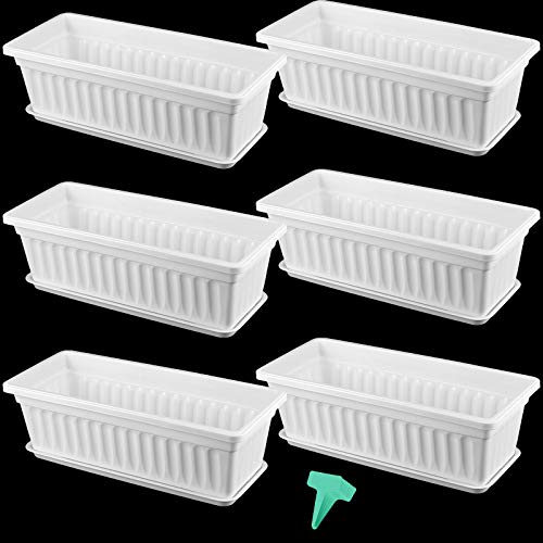 ZEONHAK 6 Pack 17 Inches Countryside Flower Box Planters, Plastic ...