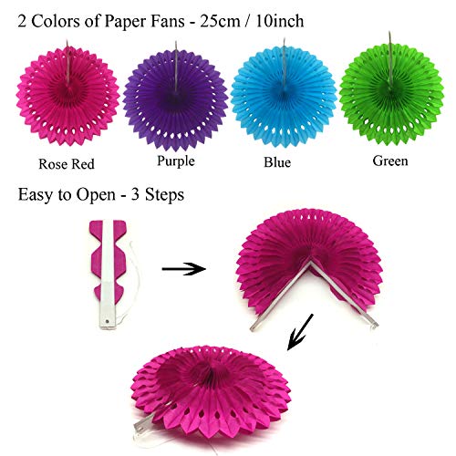 ZERODECO Party Decoration, 21 Pcs Multi-color Hanging Paper Fans, ...
