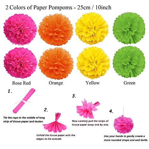 ZERODECO Party Decoration, 21 Pcs Multi-color Hanging Paper Fans, ...