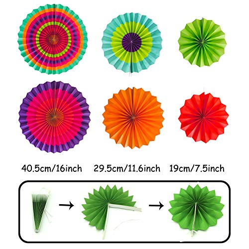 ZERODECO Party Decoration, 21 Pcs Multi-color Hanging Paper Fans, ...