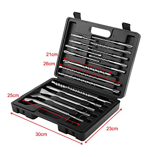Rotary Hammer Drill Bits, 17pcs Drill Bits and Chisels Set Electri...