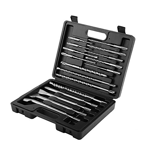 Rotary Hammer Drill Bits, 17pcs Drill Bits and Chisels Set Electri...