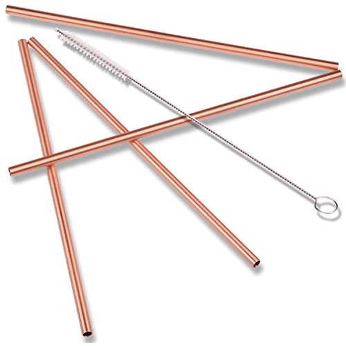 ZERRO Copper Straws Food Safe Solid Copper Mule Drinking Straws Se...
