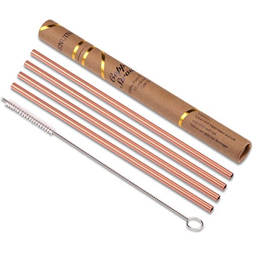 ZERRO Copper Straws Food Safe Solid Copper Mule Drinking Straws Se...