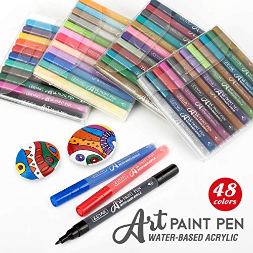 ZEYAR Art Paint Pens, Expert of Rock Painting, Extra Fine, 48 Colo...