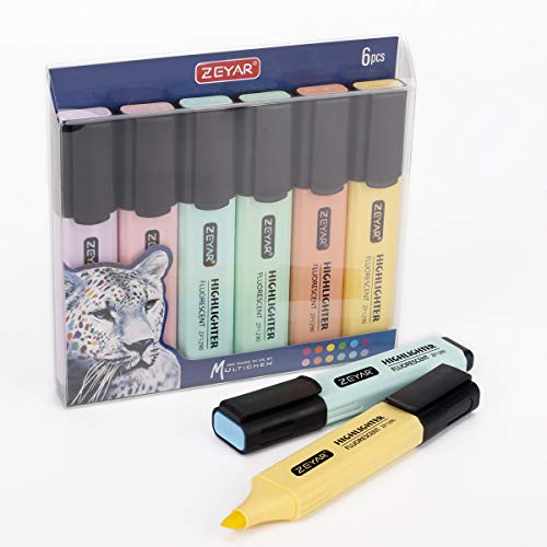 ZEYAR Highlighter Pastel Colors Chisel Tip Marker Pen, Assorted Co...