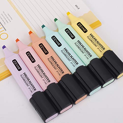 ZEYAR Highlighter Pastel Colors Chisel Tip Marker Pen, Assorted Co...
