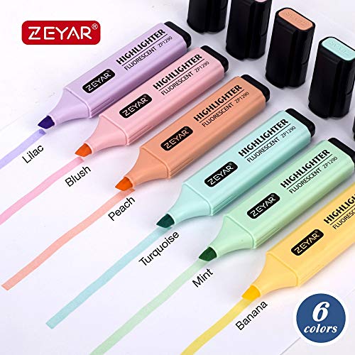 ZEYAR Highlighter Pastel Colors Chisel Tip Marker Pen, Assorted Co...