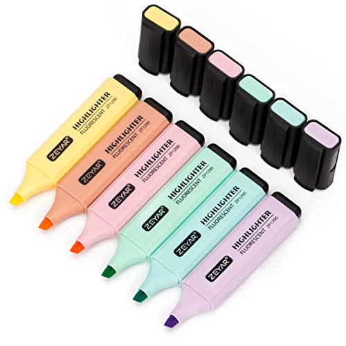 ZEYAR Highlighter Pastel Colors Chisel Tip Marker Pen, Assorted Co...