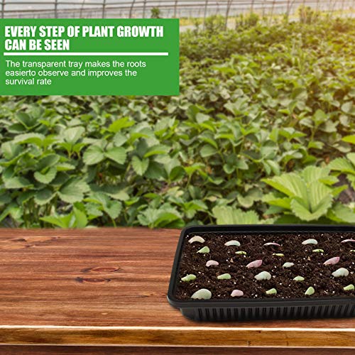 Black Seed Starter Tray Durable Black Plastic Growing Trays Witho...