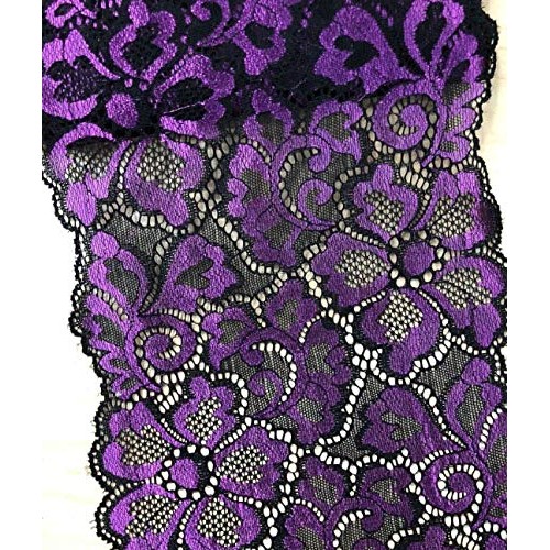 5 Yards Metallic Floral Lace Ribbon Stretch Tulle Lace Trim Elasti...