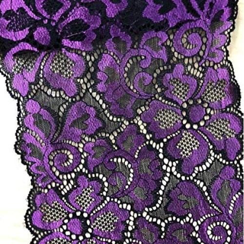 5 Yards Metallic Floral Lace Ribbon Stretch Tulle Lace Trim Elasti...